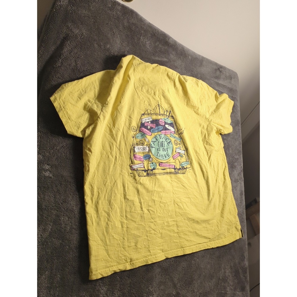 Fat Face Life On The Road 1988 Yellow T Shirt Mens Sz Xl - Picture 5 of 8